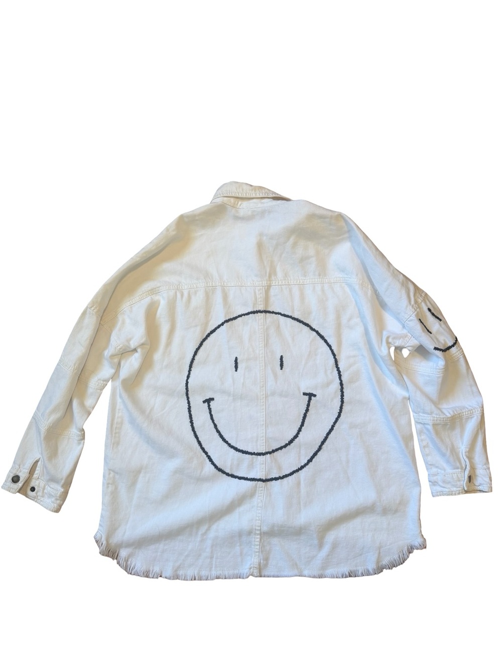 Elan Smiley Face Dolly Shacket Shirt Jacket
